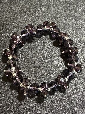 Purple Faceted Crystal Cluster Stretch Vintage Bracelet